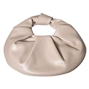 Ruched Apricot Faux Leather PU Clutch Purse Trendy Small Hobo Knot Top Handle